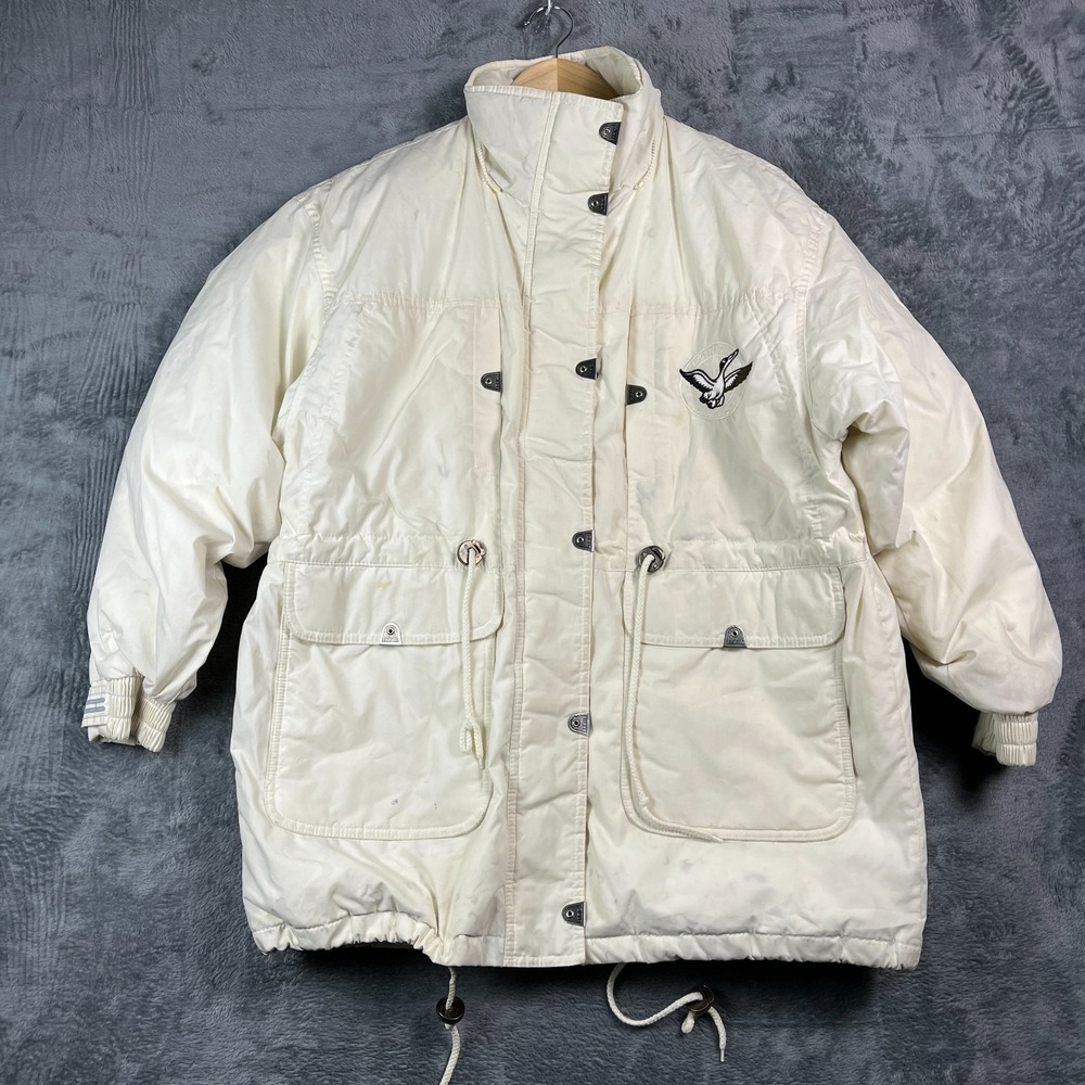 Vintage Triple F.A.T. Goose Parka Jacket Womens M Beige Utility Pocket Insulated